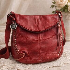 The Sak Red Leather Crossbody with Stud Detail
